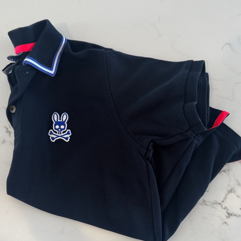Psycho Bunny Navy Polo with Embroidered Bunny Logo